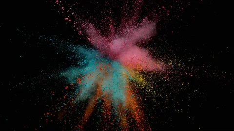 Super slow motion of colored powder explosion isolated on black background. Stock Footage 200782176