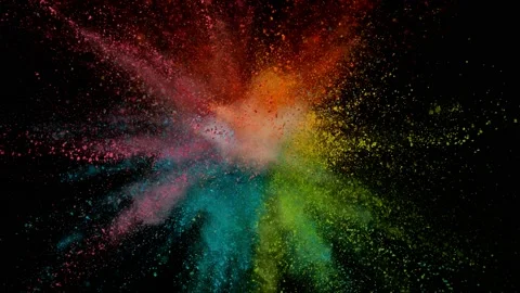 Super slow motion of colored powder explosion isolated on black background. Stock Footage 200782937
