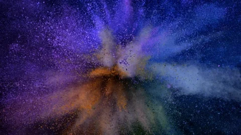Super slow motion of colored powder explosion isolated on black background. Stock Footage 200784125