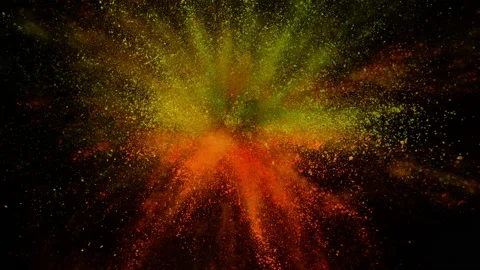 Super slow motion of colored powder explosion isolated on black background. Stock Footage 200784126