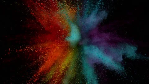 Super slow motion of colored powder explosion isolated on black background. Stock Footage 200784457