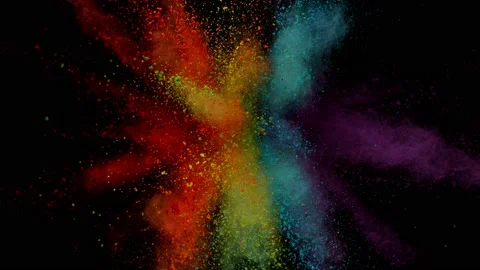 Super slow motion of colored powder explosion isolated on black background. Stock Footage 200785153