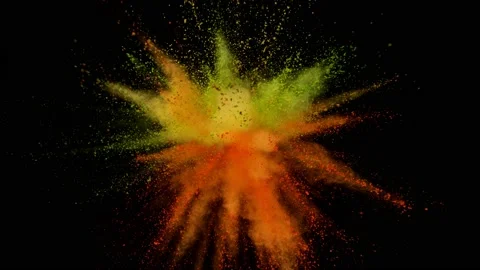 Super slow motion of colored powder explosion isolated on black background. Stock Footage 200785863