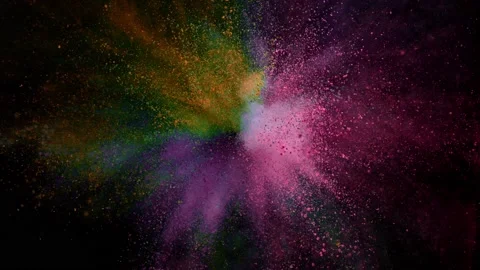 Super slow motion of colored powder explosion isolated on black background. Stock Footage 200786290