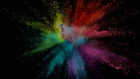 Super slow motion of colored powder explosion isolated on black background. Stock Footage 200786306