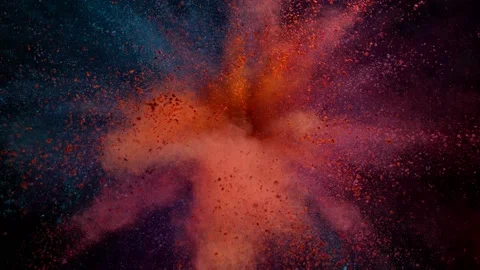 Super slow motion of colored powder explosion isolated on black background. Stock Footage 200787067