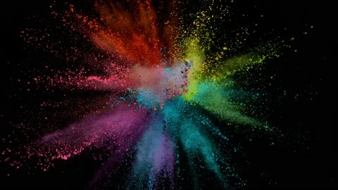 Super slow motion of colored powder explosion isolated on black background. Stock Footage 208653146