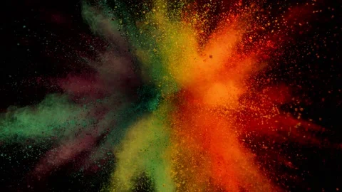 Super slow motion of colored powder explosion isolated on black background. Stock Footage 208669518