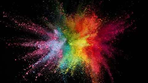 Super slow motion of colored powder explosion isolated on black background. Stock Footage 226832677