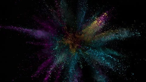 Super slow motion of colored powder explosion isolated on black background. Stock Footage 226832729