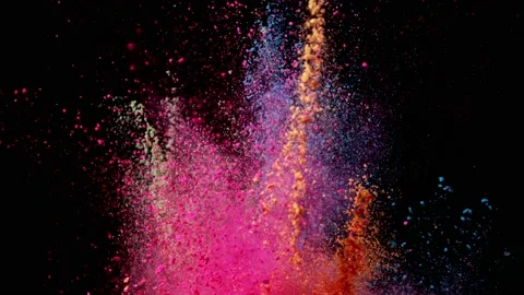 Super slow motion of colored powder explosion isolated on black background. Stock Footage 227039105