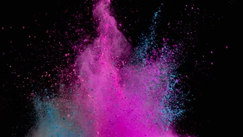 Super slow motion of colored powder explosion isolated on black background. Stock Footage 227039120