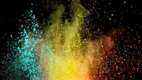 Super slow motion of colored powder explosion isolated on black background. Stock Footage 227039127