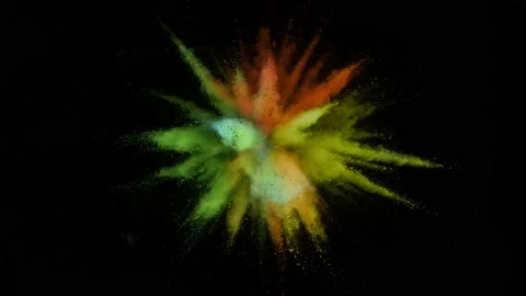 Super slow motion of colored powder explosion isolated on black background. Stock Footage 234870567