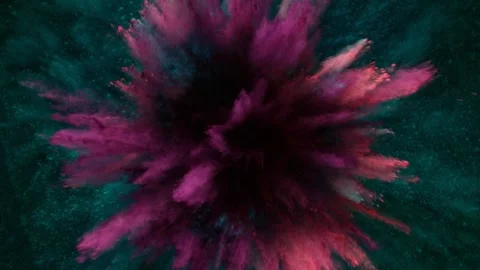 Super Slow Motion of Colored Powder Explosion with Rotating Camera. Stock-Footage 282710094