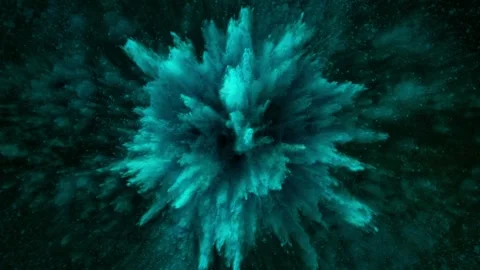 Super Slow Motion of Colored Powder Explosion with Rotating Camera Stock Footage 286970331
