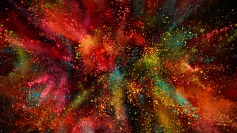 Super Slow Motion of Colored Powder Explosion with Rotating Camera. Stock Footage 290402958
