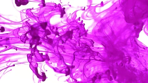 Super slow motion of coloured inks in water. Isolated on white background. Stock Footage 127576842