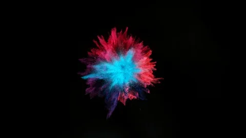 Super slow motion of coloured powder explosion isolated on black background. Stock Footage 102646977