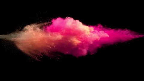 Super slow motion of coloured powder collision isolated on black background. Stock Footage 108540772