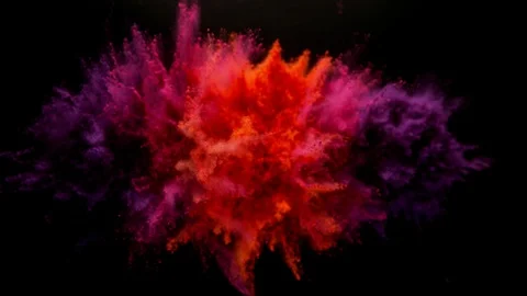 Super slow motion of coloured powder explosion isolated on black background. Stock Footage 117136285