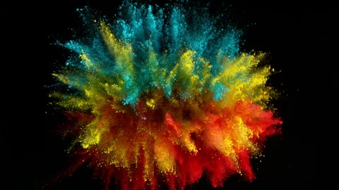 Super slow motion of coloured powder explosion isolated on black background. Stock Footage 117136793