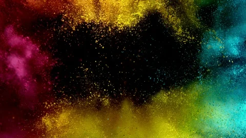 Super slow motion of coloured powder explosion isolated on black background. Stock Footage 117136982