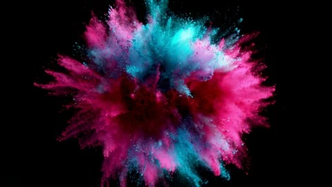 Super slow motion of coloured powder explosion isolated on black background. Stock Footage 117136990