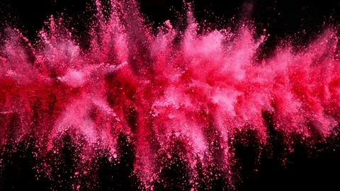 Super slow motion of coloured powder explosion with empty stripe. Stock Footage 122180751