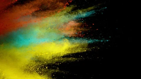 Super slow motion of coloured powder explosion isolated on black background. Stock Footage 125043659
