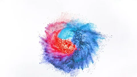 Super slow motion of coloured powder rotation isolated on white background. Stock Footage 126852014
