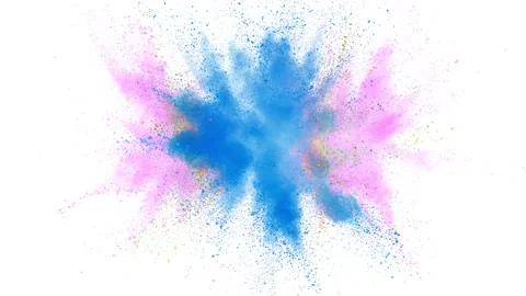 Super slow motion of coloured powder explosion isolated on white background. Stock Footage 139341306