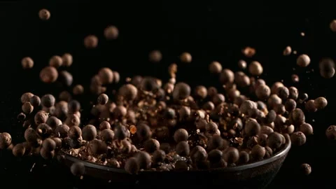 Super slow motion of crushing allspice balls in grinder Stock Footage 167072961