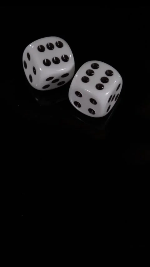 Super Slow Motion, Cubes Smashing Against Shiny Dark Ground, Pair Of Dice Spinni Stock Footage 327562151