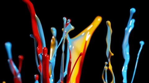 Super slow motion of dancing colours shapes isolated on black background. Stock Footage 90897318
