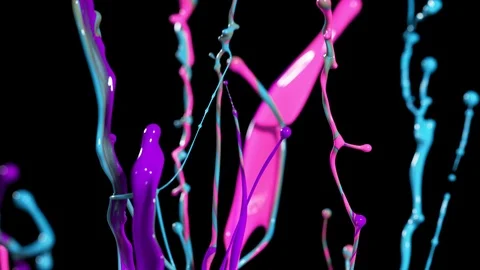 Super slow motion of dancing colours shapes isolated on black background. Stock Footage 119036376