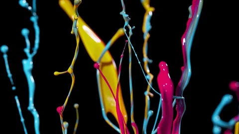 Super slow motion of dancing colours shapes isolated on black background. Stock Footage 119036384