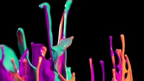 Super slow motion of dancing colours shapes isolated on black background. Stock Footage 119036647