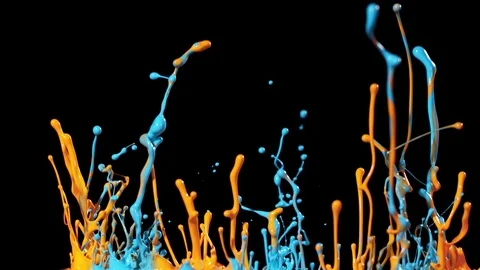 Super slow motion of dancing colours shapes isolated on black background. Stock Footage 119036756