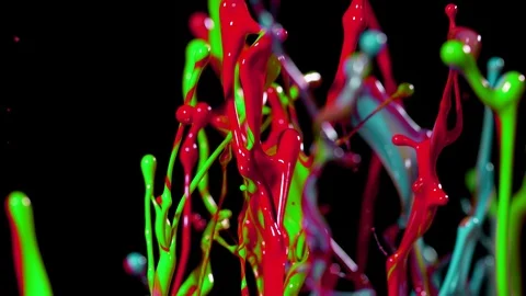 Super slow motion of dancing colours shapes isolated on black background. Stock Footage 119036911
