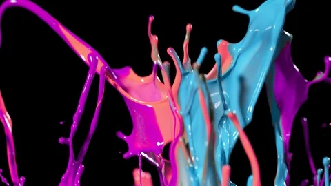 Super slow motion of dancing colours shapes isolated on black background. Stock Footage 119037164