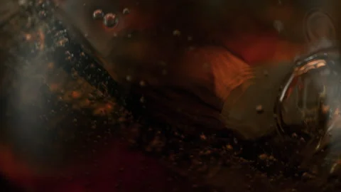 Super Slow Motion Detail Shot of Waving Cola Lemonade Background at 1000fps. Stock Footage 326413516