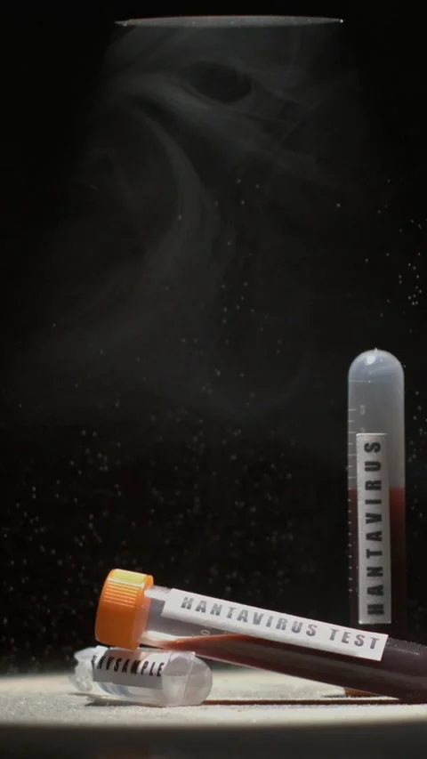 Super Slow Motion Dramatic Hantavirus Test Tubes In Spotlight Stock Footage 335109260