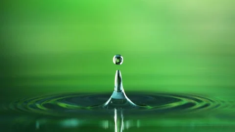 Super slow motion of dripping water drop filmed with macro lens. Stock Footage 163914935
