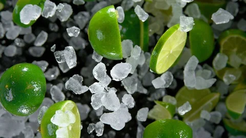 Super Slow Motion of exploding crushed ice with limes Stock Footage 121284433