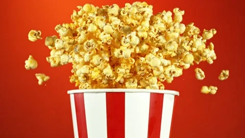 Super Slow Motion of Exploding popcorn from Bucket. Stock Footage 261972100