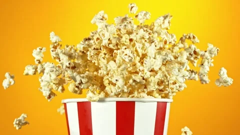 Super Slow Motion of Exploding popcorn from Bucket. Stock Footage 261972182