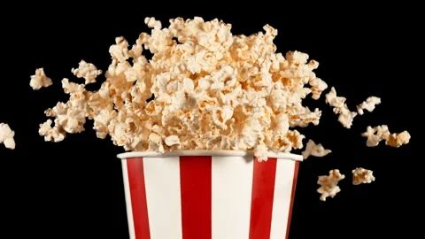 Super Slow Motion of Exploding popcorn from Bucket. Stock Footage 262616158