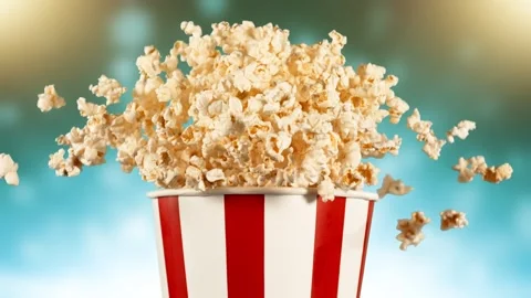Super Slow Motion of Exploding popcorn from Bucket. Stock Footage 262616160