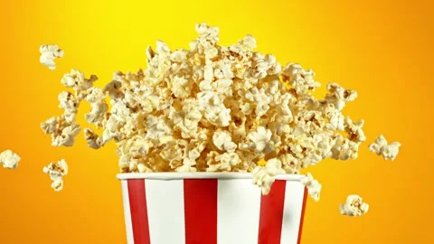 Super Slow Motion of Exploding popcorn from Bucket. Stock Footage 264814926